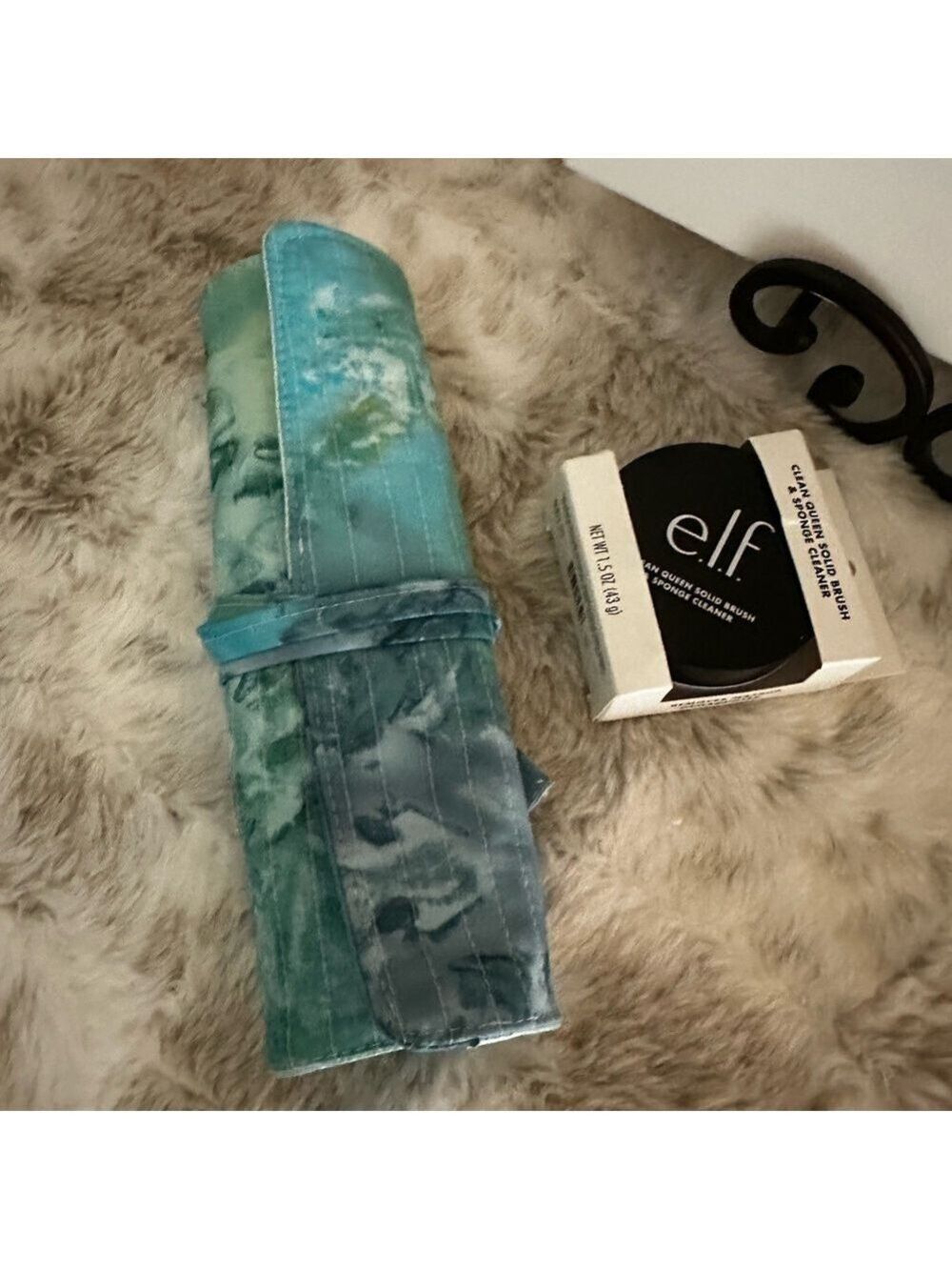 Makeup Brush Travel Holder (Handcrafted) and Elf Brush and Sponge Cleaner NEW